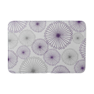 Retro Mod Purple and Grey Circle Abstract Bath Mat