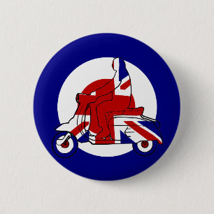 Retro Mod Scooter Boy UK 6 Cm Round Badge
