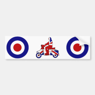 Retro Mod Scooter Boy UK Bumper Sticker