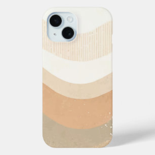 Retro Mod Waves Earthy Neutral Design iPhone 15 Case