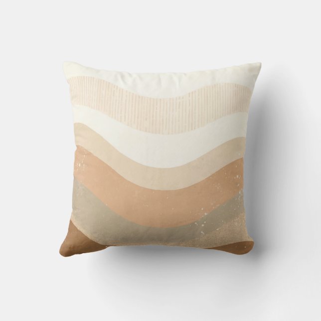 Retro Mod Waves Earthy Neutral Design Cushion (Back)
