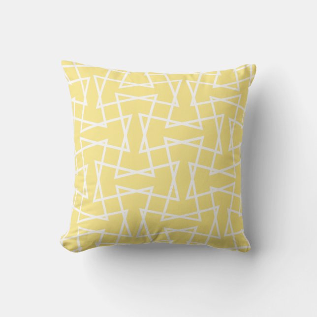 Retro Mod Zigzag Pattern in Pastel Yellow Cushion (Front)