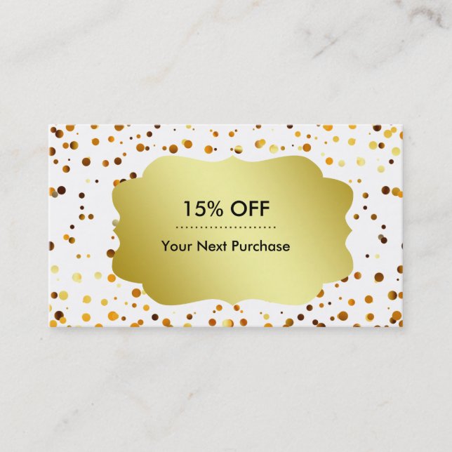 Retro Model Pattern Gold Emblem Gold Glitter Business Card (Front)