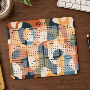 Retro Modern Abstract 2027 Calendar Mouse Pad