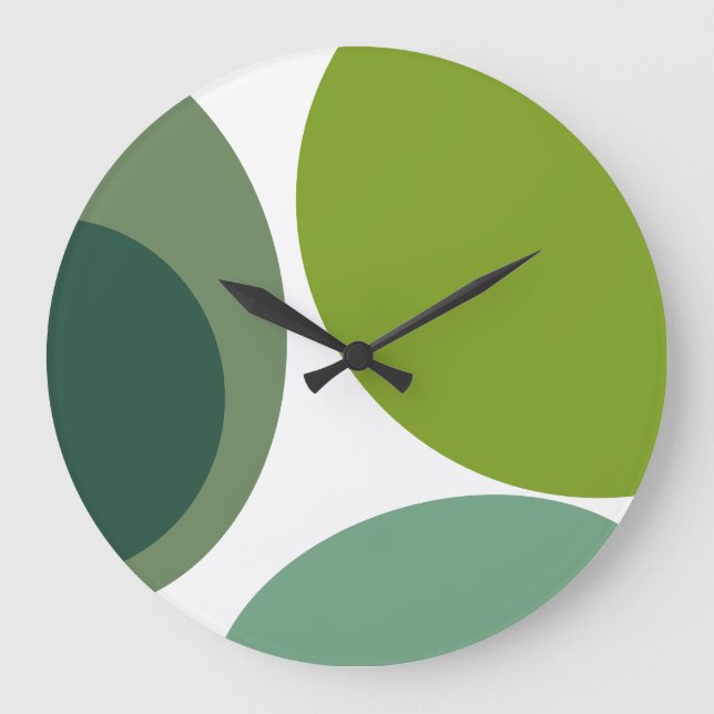 Retro Modern Abstract Geo Avocado Green Large Clock (Front)