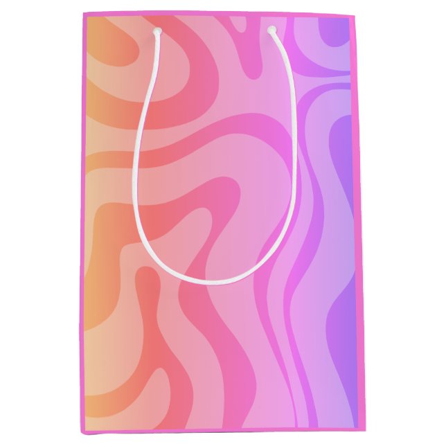 Retro Modern Abstract Liquid Swirl Pattern Pink Medium Gift Bag (Front)