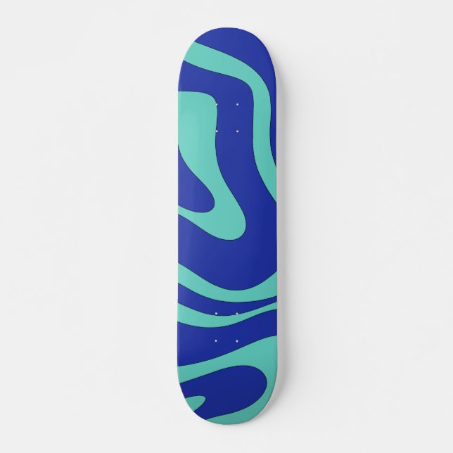 Retro Modern Abstract Liquid Swirl Pattern Skateboard (Front)