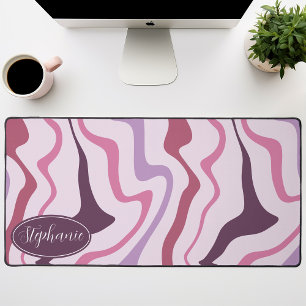 Retro Modern Abstract Marble Swirl Purple Mauve Desk Mat