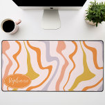 Retro Modern Abstract Pink Orange Marble Swirl Desk Mat<br><div class="desc">Immerse yourself in a dance of colours with our Abstract Retro Modern Liquid Marble Wave Pattern. Evoking the dynamic fluidity of marbled surfaces and the charming aesthetics of retro-modern design, this pattern is a feast for the eyes. A symphony of vibrant colours swirls and flows in wave-like motions, creating a...</div>
