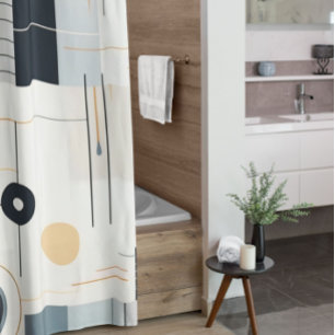 Retro Modern Abstract Shower Curtain