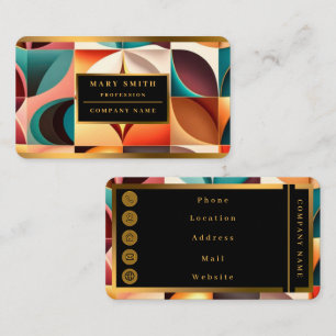Retro Modern Abstract Squares Collection Business Card