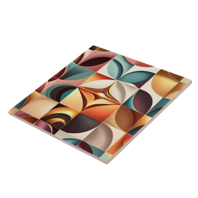 Retro Modern Abstract Squares Collection Ceramic Tile (Side)