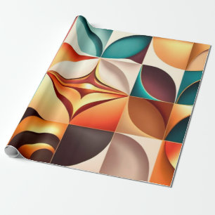 Retro Modern Abstract Squares Collection Wrapping Paper