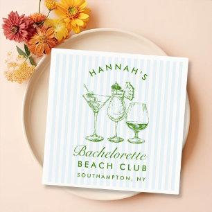 Retro Modern Bachelorette Black Paper Napkins