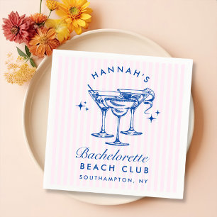 Retro Modern Bachelorette Blue Paper Napkins