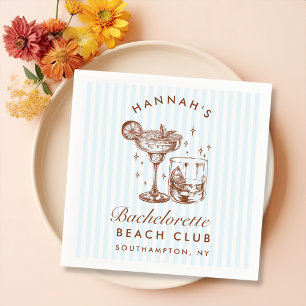 Retro Modern Bachelorette Blue Paper Napkins