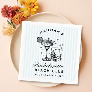 Retro Modern Bachelorette Blue Paper Napkins