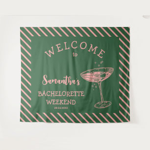 Retro Modern Bachelorette Party Backdrop Cocktail Tapestry