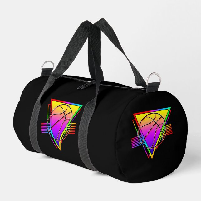 Retro Modern Basketball Ball Duffle Bag (Left Corner)