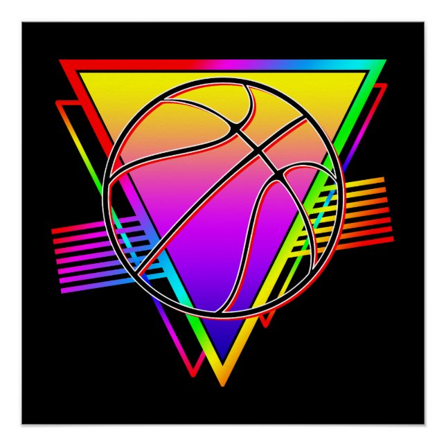 Retro Modern Basketball Ball Poster (Front)