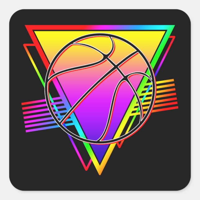 Retro Modern Basketball Ball Square Sticker (Front)