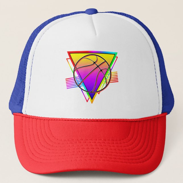 Retro Modern Basketball Ball Trucker Hat (Front)