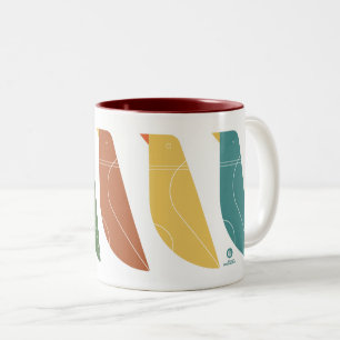 retro modern bird pattern Two-Tone coffee mug