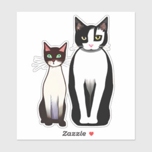 Retro Modern Black and White Cat and Kitten