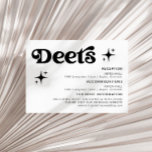 Retro Modern Black And White Wedding Details Enclosure Card<br><div class="desc">This is a modern minimalist 70's inspired details card featuring a sans serif font and groovy vintage font. Edit most wording and all colours. // For matching designs, search CHARLI in the Sincerely By Nicole Zazzle store. * If you like this design but don't see it available for something you...</div>
