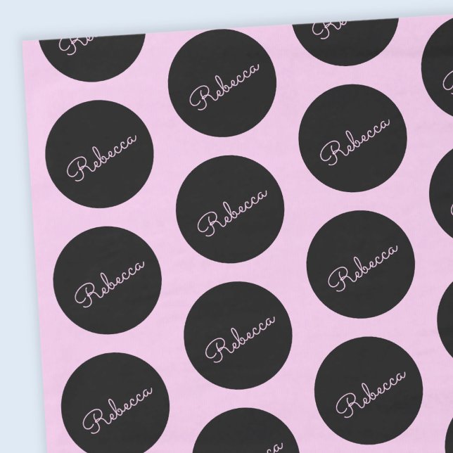 Retro-modern Black & Pink Polka Dot Design Tissue Paper (Creator Uploaded)