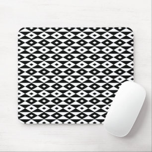 Retro Modern Black White Diamond Shape Pattern Mouse Pad