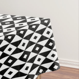 Retro Modern Black White Diamond Shape Pattern Tablecloth