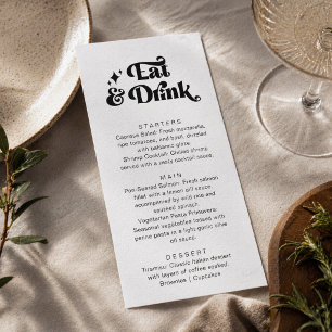 Retro Modern Black White Eat and Drink Wedding Menu