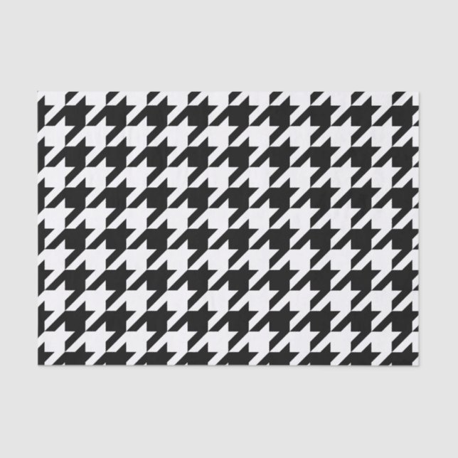 Retro Modern Black White Hounds-tooth Weaving Tissue Paper (Front)