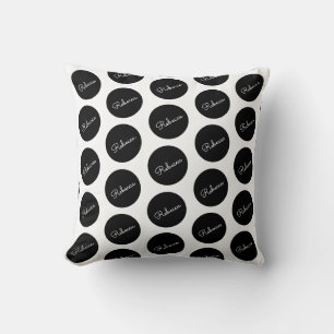 Retro-modern Black & White Polka Dot Design Cushion