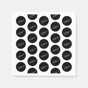 Retro-modern Black & White Polka Dot Design Napkin
