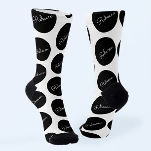 Retro-modern Black & White Polka Dot Design Socks