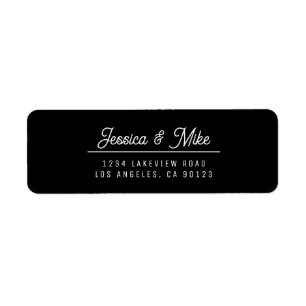 Retro-Modern Black & White Wedding Return Address Label