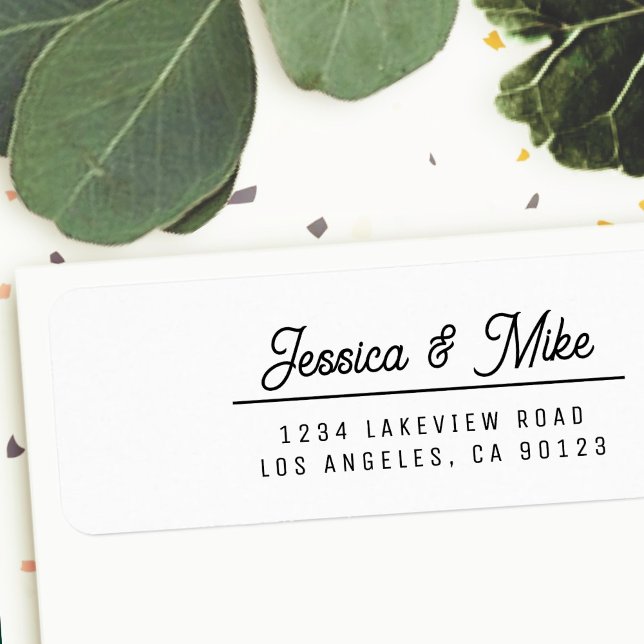 Retro-Modern Black & White Wedding Return Address Label (Creator Uploaded)