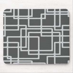 Retro Modern Blanched Slate Squares On Storm Grey Mouse Pad
