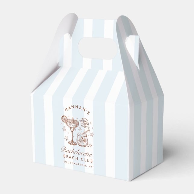 Retro Modern Blue & Brown Bachelorette Weekend Favour Box (Front Side)