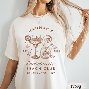Retro Modern Blue & Brown Bachelorette Weekend T-Shirt