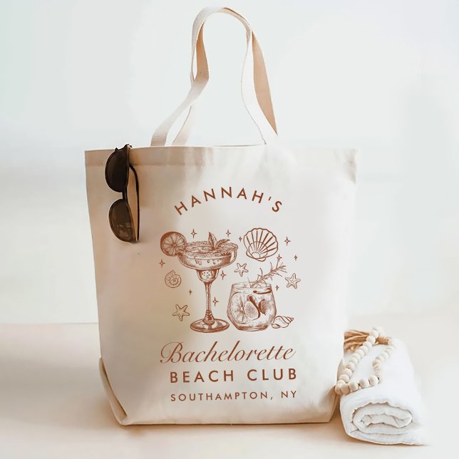 Retro Modern Blue & Brown Bachelorette Weekend Tote Bag (Creator Uploaded)