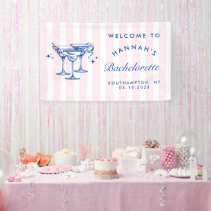 Retro Modern Blue Cocktail Bachelorette Banner
