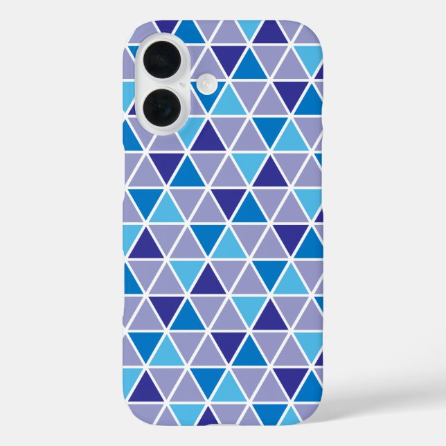 Retro Modern Blue Triangles Geometric Pattern Case-Mate iPhone Case (Back)