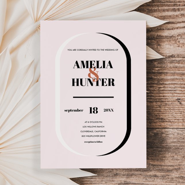 Retro Modern Blush Terracotta Black and White Invitation (Creator Uploaded)