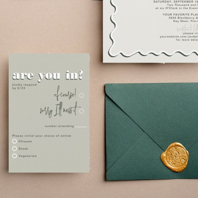 Retro Modern Bold Green Meal RSVP Card (Creator Uploaded)
