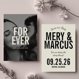 Retro Modern Bold Yellow & Black Script Wedding  Save The Date