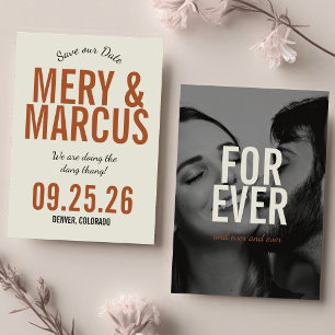 Retro Modern Bold Yellow & Orange Script Wedding  Save The Date