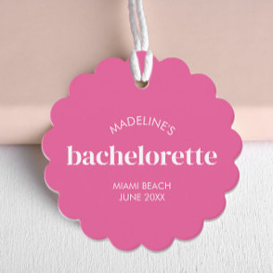 Retro Modern Bright Pink Girly Bachelorette  Favour Tags